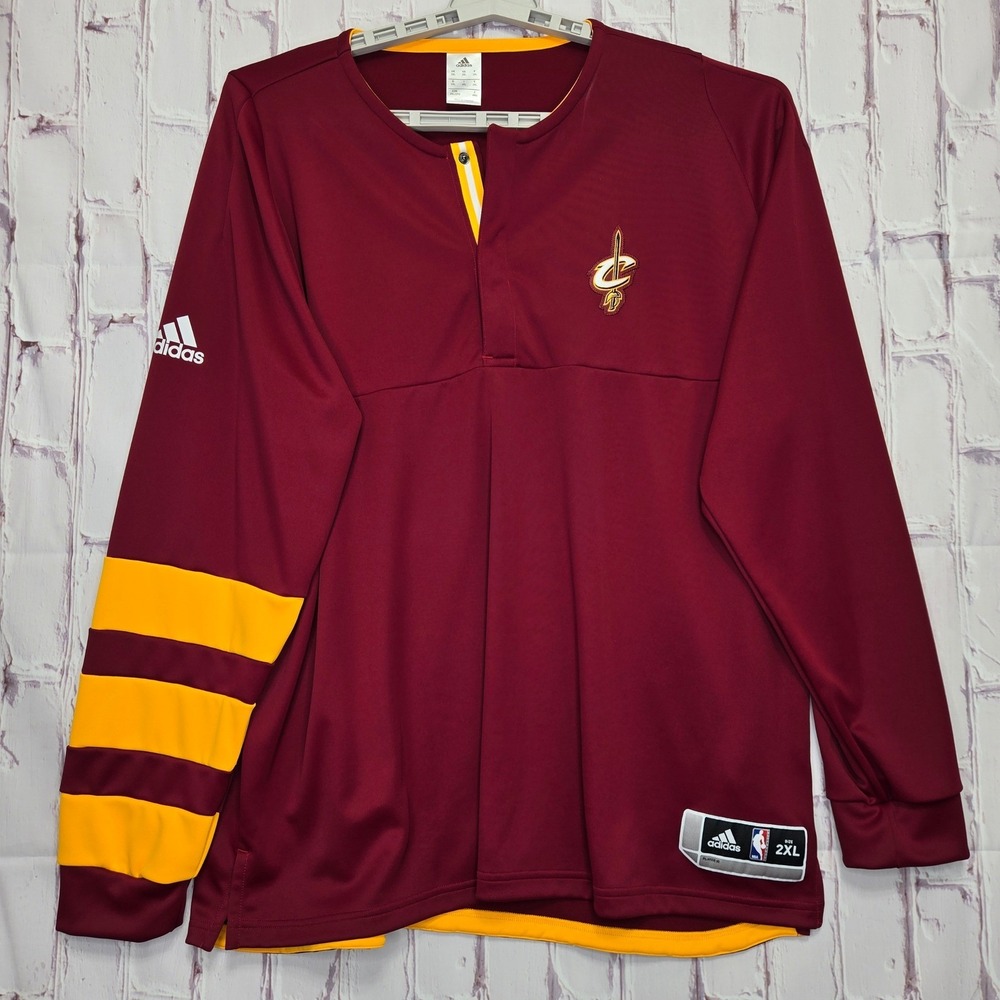 Adidas Cleveland Cavaliers Basketball Shooting Shirt Wine Red Gold NBA Mens 2XL